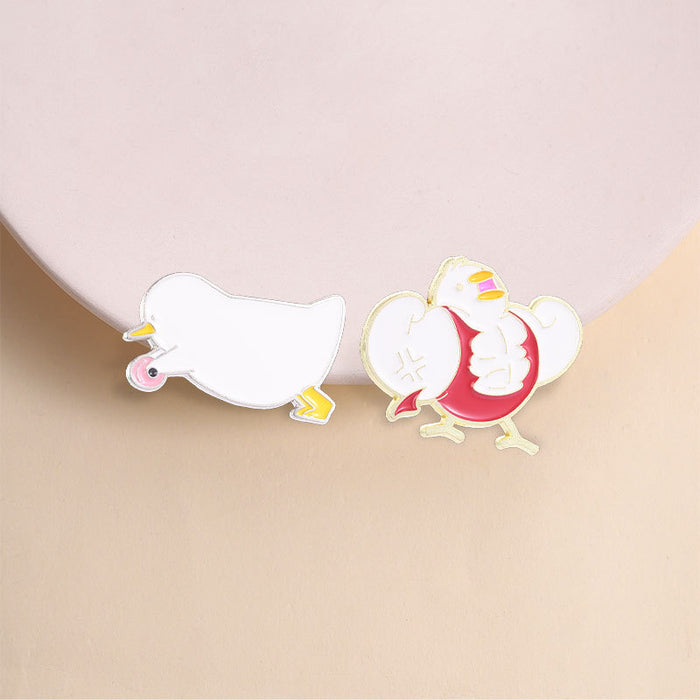 Wholesale Zinc Alloy Enamel Funny Duck Brooch Pin Cartoon Animal Badge Cute Fashion Accessory