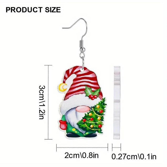 Wholesale Christmas Tree Elk Dwarf Santa Claus Pendant Wooden Earrings JDC-ES-WenT029