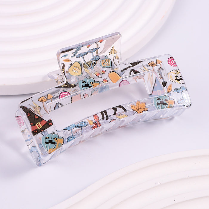 Wholesale Christmas Halloween Transparent Printed Plastic Hairpin JDC-HC-Fengp006