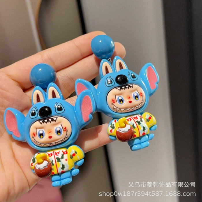 Wholesale Large Luminous Cute Cartoon Silver Needle Earrings