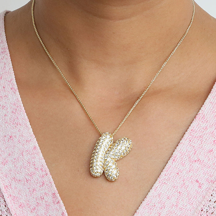 Wholesale Brass Zircon Balloon 26 English Letters Necklace JDC-NE-BaiYi001