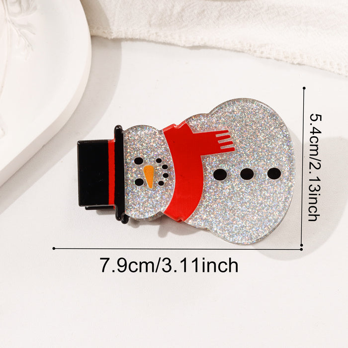 Wholesale Christmas Santa Snowman Tree Glitter Hair Claw Clip For Women Kids Fashion Accessory Boutique Resale