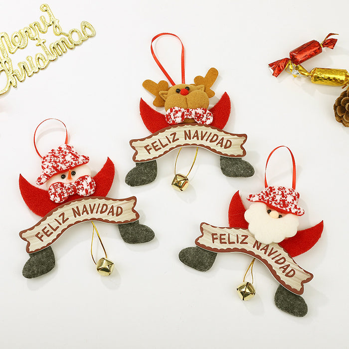Wholesale Christmas pendant cute cartoon Santa Elk decorations Christmas tree Bell pendant spot