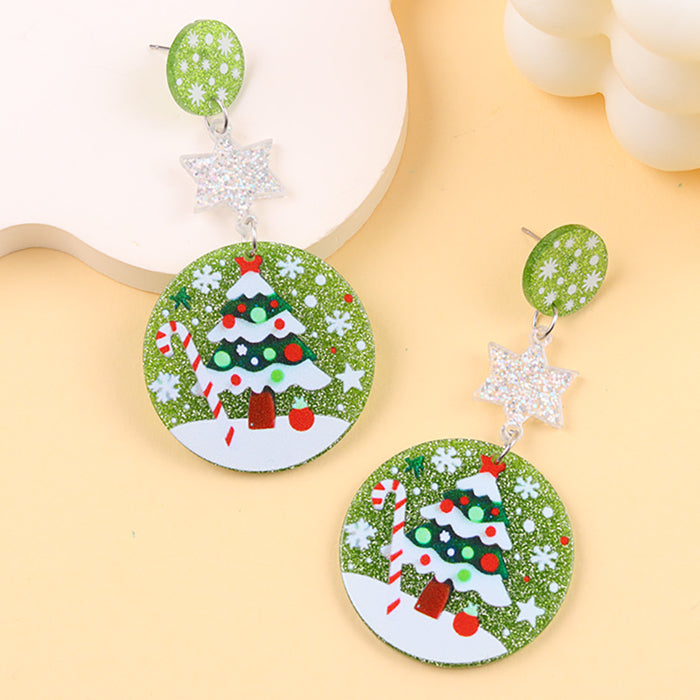 Wholesale Christmas Earrings Cartoon Contrasting Color Snowman Bell Acrylic Earrings Personalized Earrings Earrings