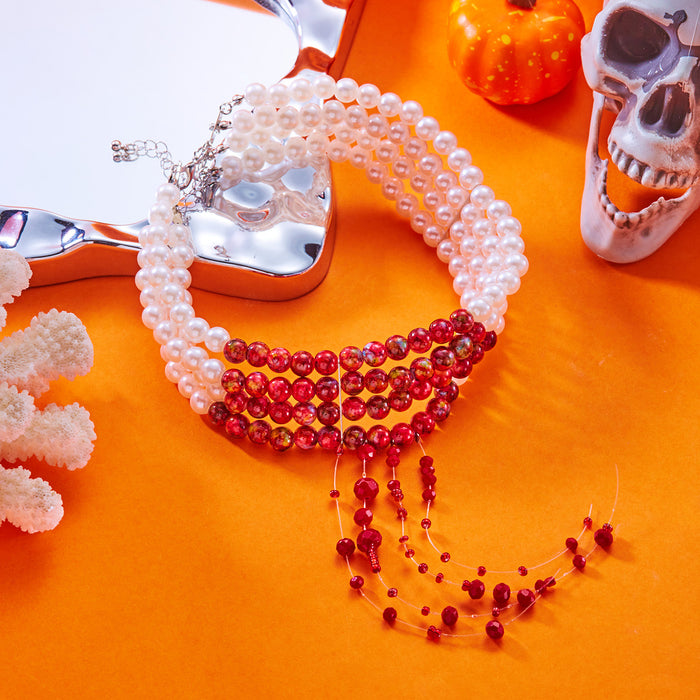 Wholesale Gothic blood drop tassel collar choker  personalized beaded necklace