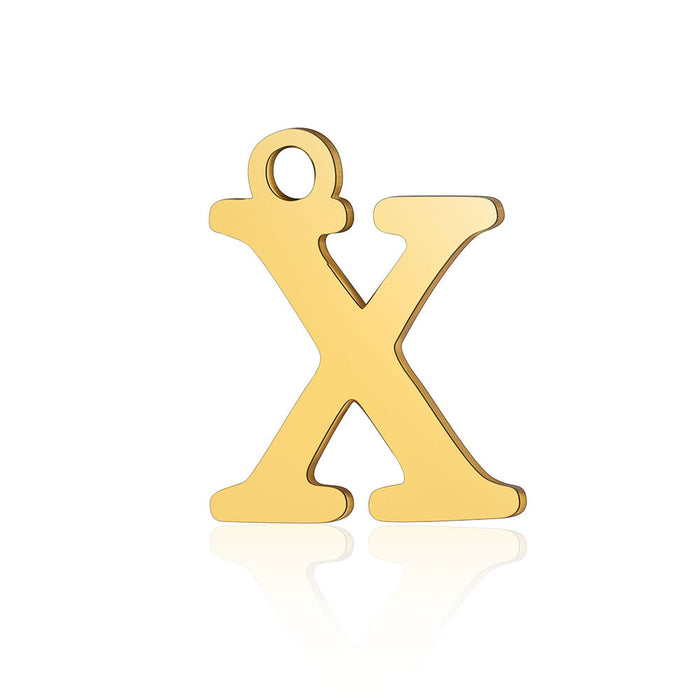 Wholesale 5 Pcs Titanium Steel Letter 26 Gold Capital English Letter Pendants JDC-PT-QZ001