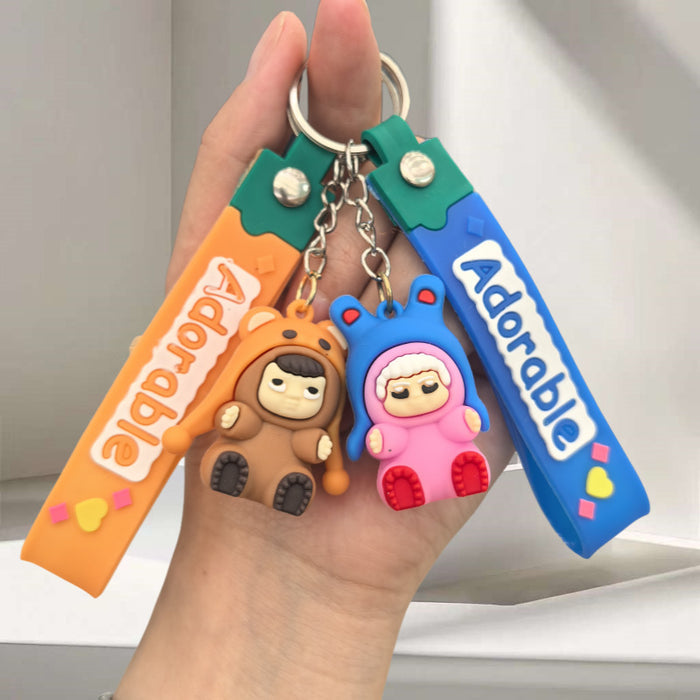 Wholesale Cute Cartoon 3D Keychain Backpack Charm