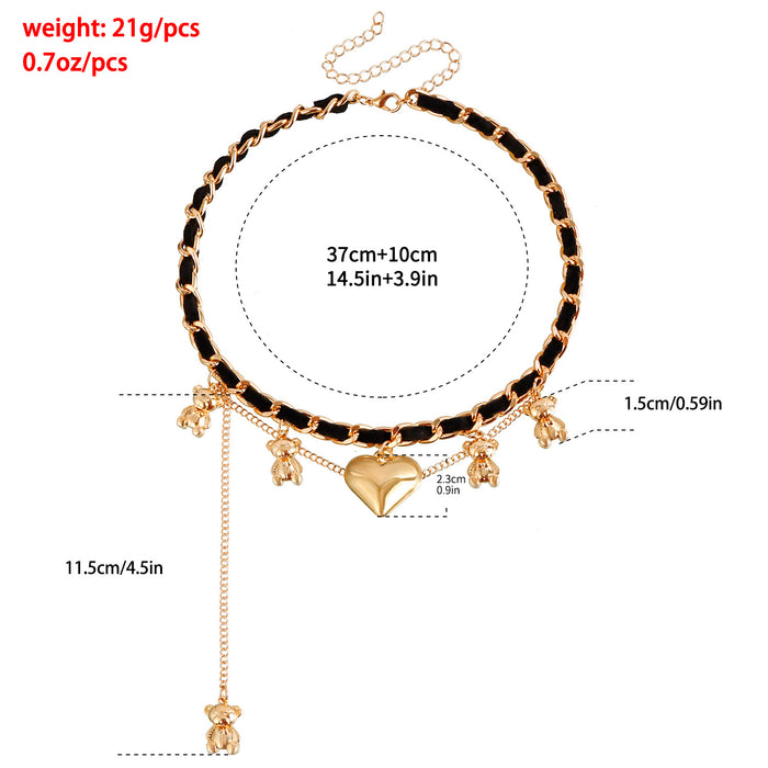 Wholesale Plush Bear Pendant Heart Necklace for Women