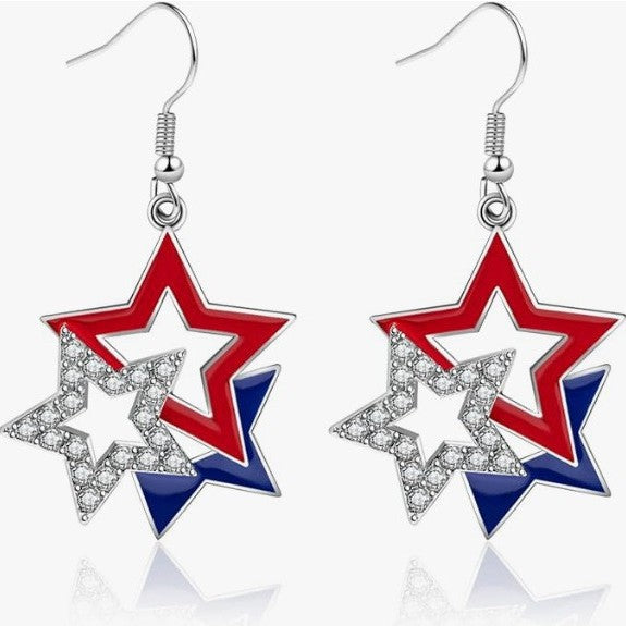 Wholesale Acrylic US Flag Heart Earrings Independence Day Party Jewelry Fashion Accessory for Resale