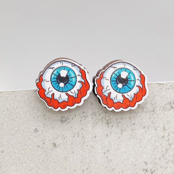 Wholesale  Earrings Horror Pumpkin Ghost Bat Wooden Earrings