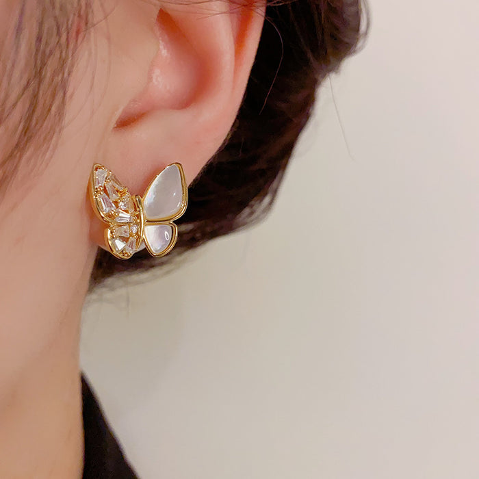 Wholesale Butterfly Mother of Pearl Earrings JDC-ES-HanDu004