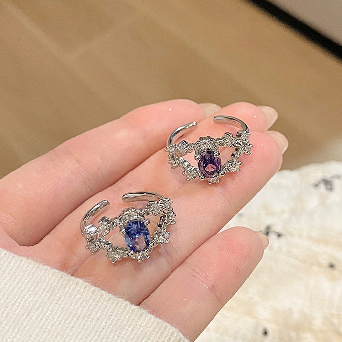 Wholesale Small niche design with micro inlaid color zirconium opening ring, exquisite, light luxury, fashionable and versatile