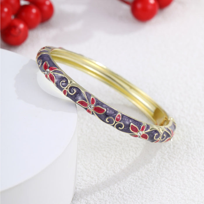 Wholesale Alloy Four Leaf Clover Open Bangle With Drip Oil Enamel Fashion Jewelry Accessory For Everyday Wear And Gift
