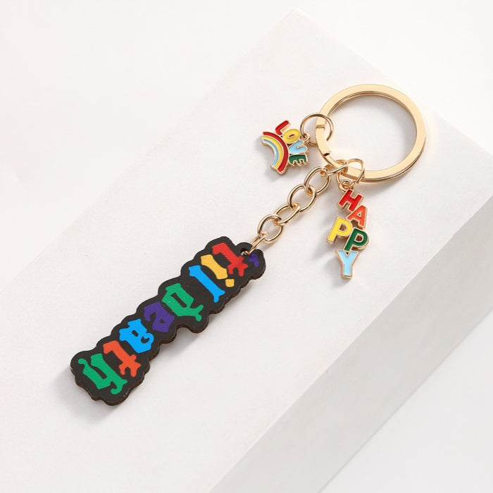 Wholesale Wooden BEKIND Letter Keychain JDC-KC-RongRui033