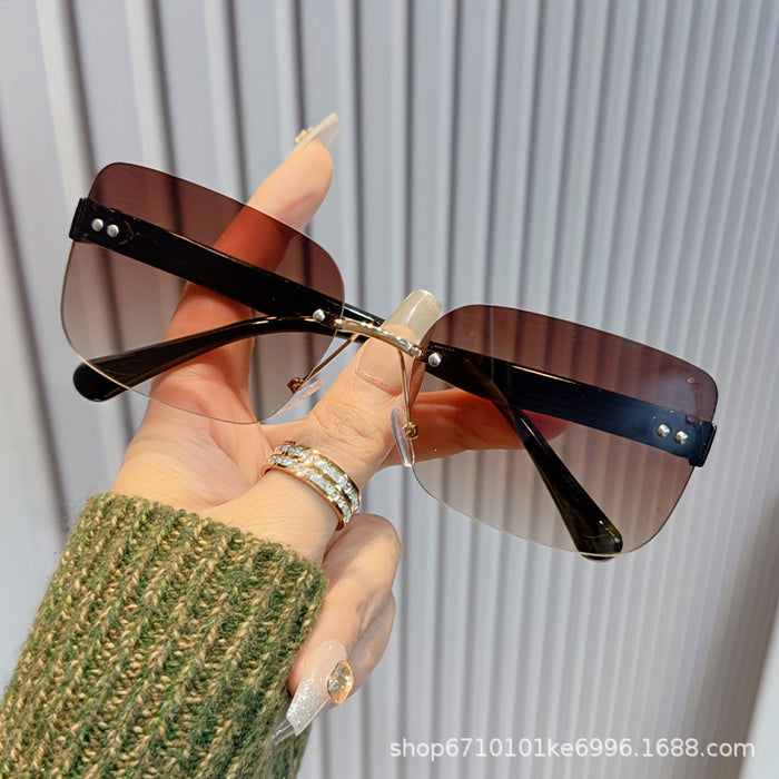 Wholesale New frameless cut edge sunglasses, UV resistant sunshade sunglasses, women's high-end sunglasses