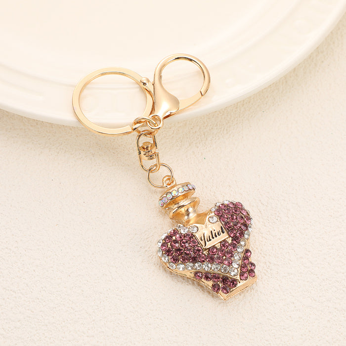 Wholesale Crystal Perfume Bottle Keychain Zinc Alloy Purple Car Key Accessory MOQ≥2