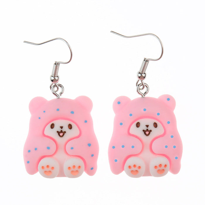 Wholesale Cartoon Animal Hopping Bear Earrings JDC-NS-NiQing013