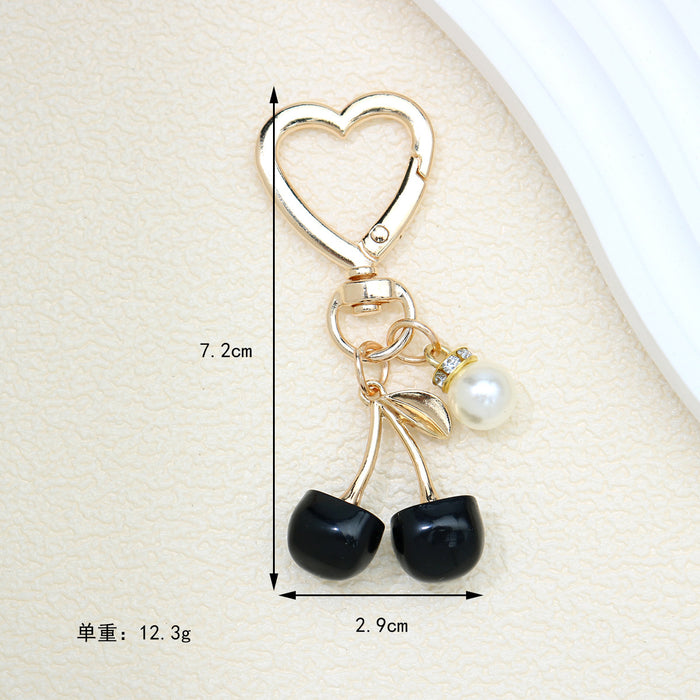 Wholesale Cute Fruit-Shaped Cherry Keychain Zinc Alloy Bag CharmTrendy Gift for Women MOQ≥2