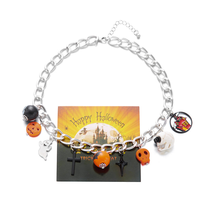 Wholesale  funny fun necklace skull ghost pumpkin cross multi-element hanging decoration short necklace