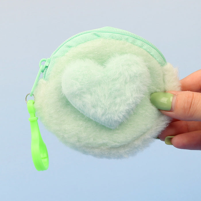Wholesale Stylish Heart Shaped Plush Pouch For Women Coin Wallet Earphone Case Card Holder Gift Everyday Use