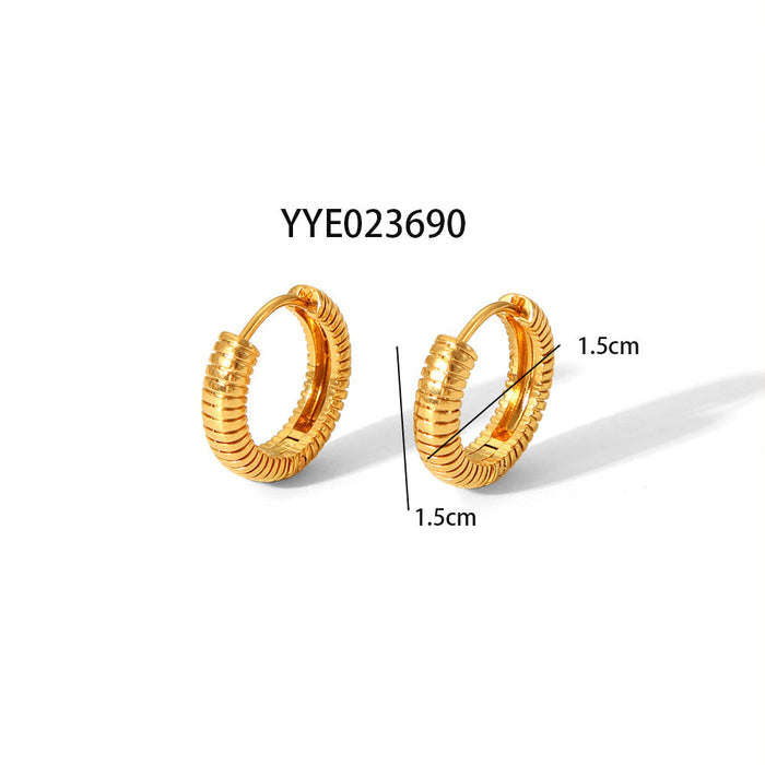 Wholesale  Titanium Steel Ear Ring  Stripe Touch Buckle Earrings  Stainless Steel Jewelry Earrings
