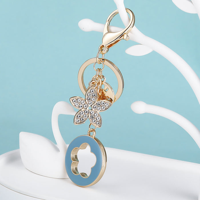 Wholesale Diamond Oil Drop Clover Alloy Keychain JDC-KC-CH115