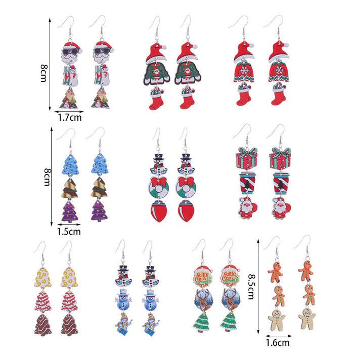 Wholesale Christmas tree hat bell snowman wooden holiday earrings