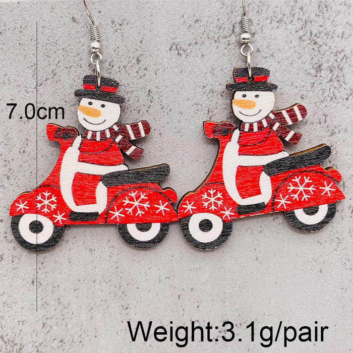 Wholesale Christmas Earrings Elk Christmas Tree Snowman  Wooden Earrings