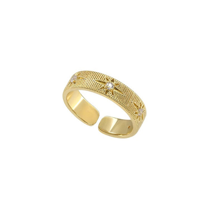 Wholesale Vintage ring, light luxury striped ring, open ring, fashionable ring