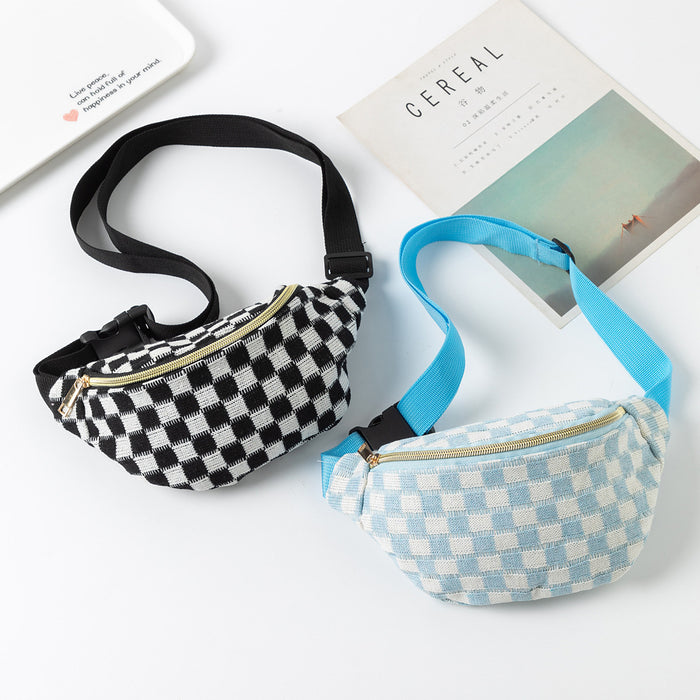 Wholesale Plaid Adjustable Storage Waist Bag,  Unisex Sports and Fitness Bag