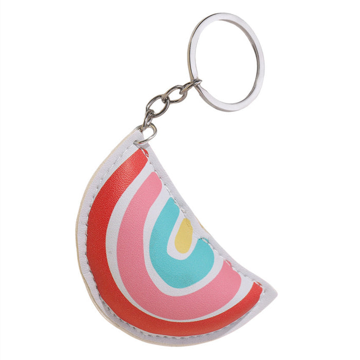 Wholesale PU Filled Cotton Rainbow Keychain JDC-KC-RongRui004