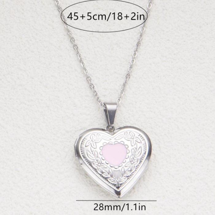 Wholesale Stainless steel jewelry with oil droplets can open heart-shaped photo frame, picture box, necklace