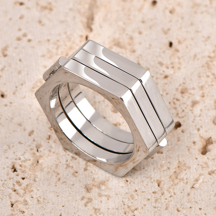 Wholesale Multi-Sided Simple Retro Style Titanium Steel Ring Men' s Ring