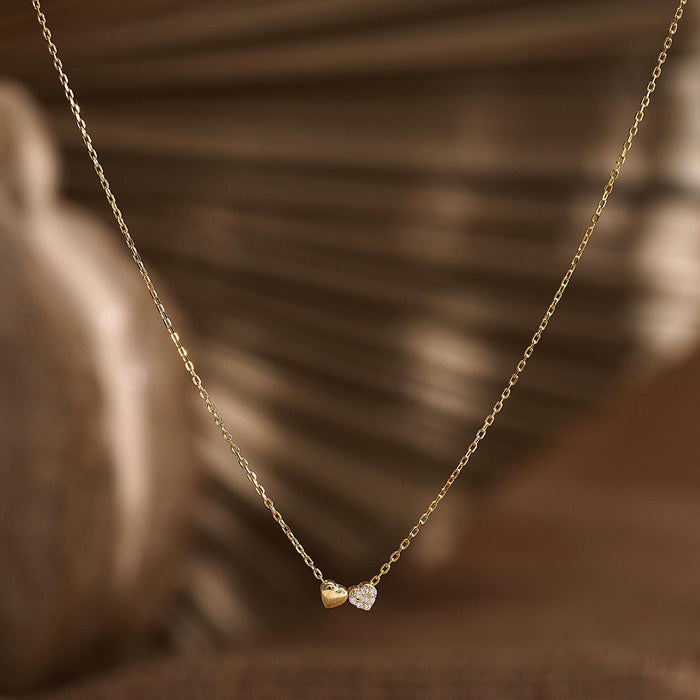 Wholesale European and American minimalist luxury mini heart-shaped collarbone chain temperament pendant copper plated gold necklace