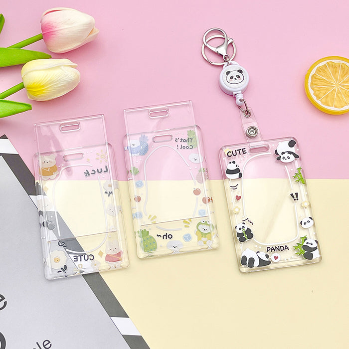 Wholesale Acrylic Cute Cartoon Simple Transparent Card Set Keychain JDC-KC-BoWen004