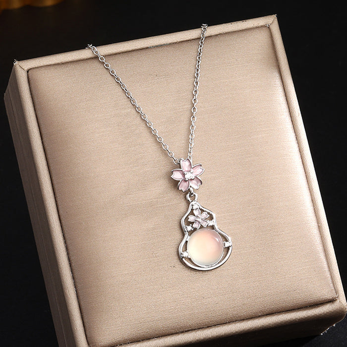 Wholesale Pink zircon silver titanium steel necklace
