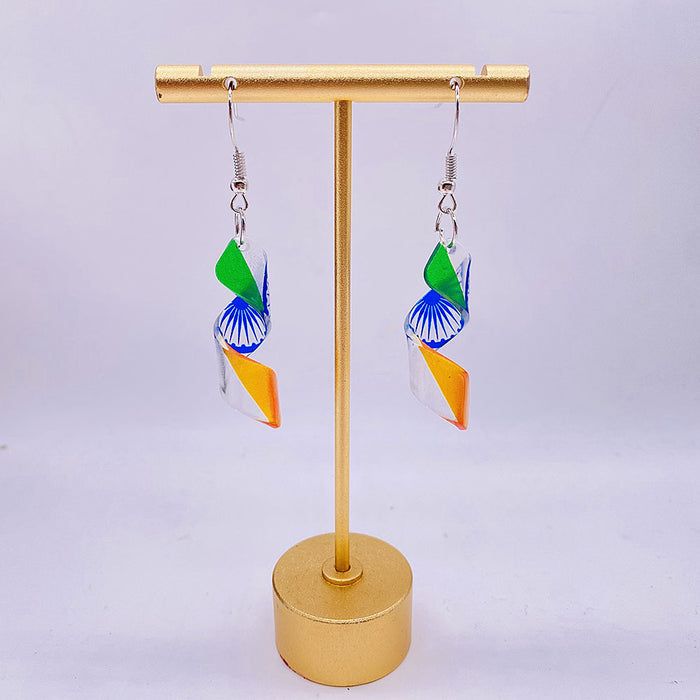 Wholesale Acrylic national flag pattern star element spiral shape necklace and earrings
