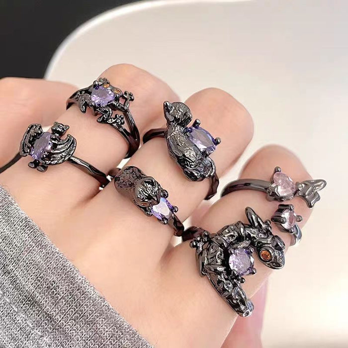 Wholesale Personalized Purple Diamond, Purple Zircon, Butterfly Open Ring, Stacked, Unique Design, High End Accessory Ring