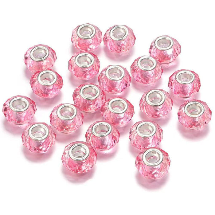 Wholesale spacer Faceted Wheel Plastic Beads Large Hole DIY Jewelry Craft Supply MOQ≥10
