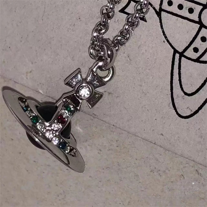 Wholesale 3D Saturn glass ball stainless steel necklace