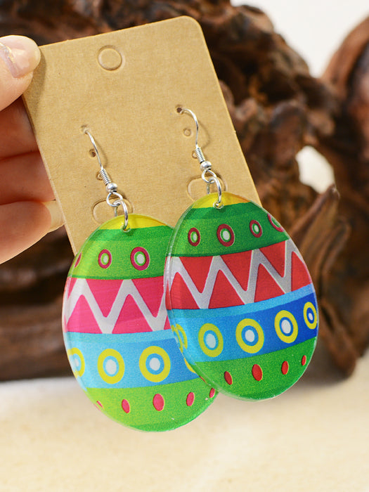 Wholesale Easter Egg Graffiti Painted Acrylic Earrings JDC-ES-ChenC011