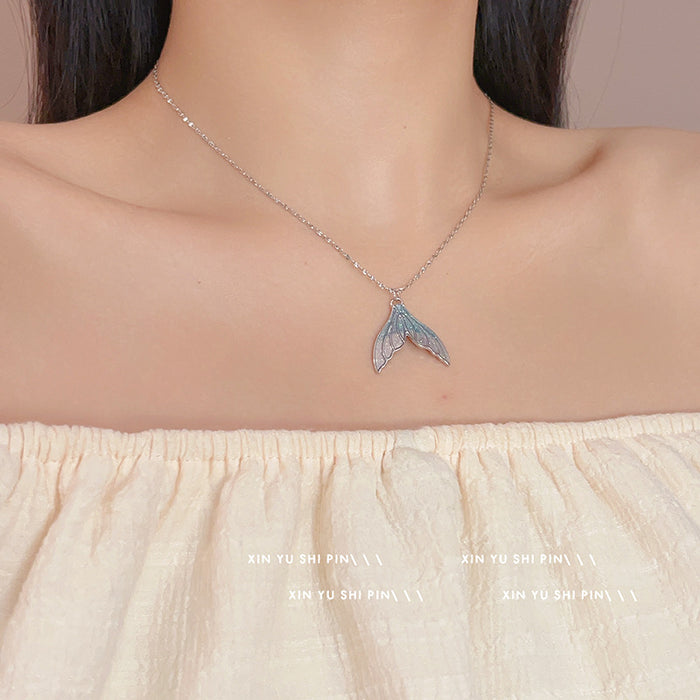 Wholesale Fish tail necklace, mermaid princess, light luxury temperament, dazzling and versatile collarbone chain