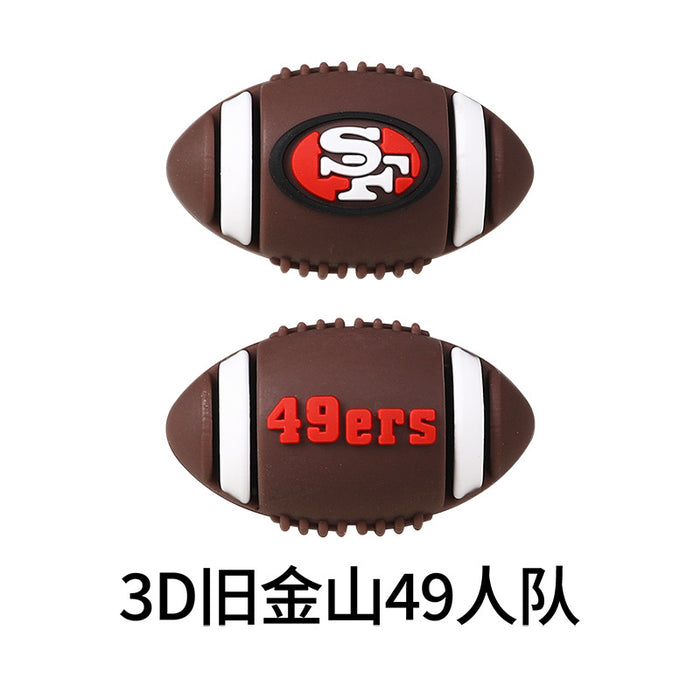 Wholesale 20pcs Rugby team silicone beads team three-dimensional loose beads sports silicone beads