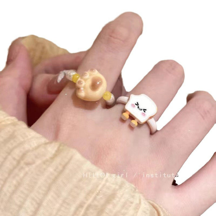 Wholesale Pearl ring, niche, simple, open mouth, index finger ring, versatile and elegant ring