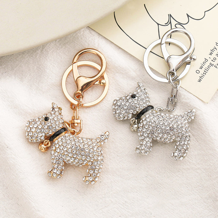 Wholesale Rhinestone Puppy Alloy Keychain JDC-KC-ChaoK045