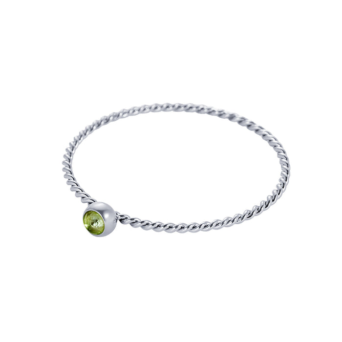 Wholesale Twisted ring with zircon ring stainless steel gold-plated birthstone twisted tail ring