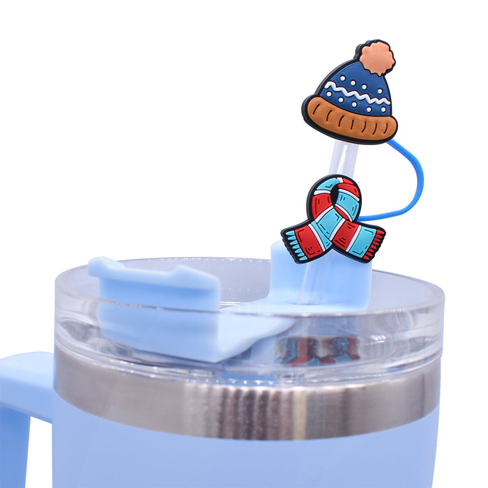 Wholesale Random 100pcs Christmas and Winter Series Soft Rubber Straw Stoppers JDC-SC-RYY024