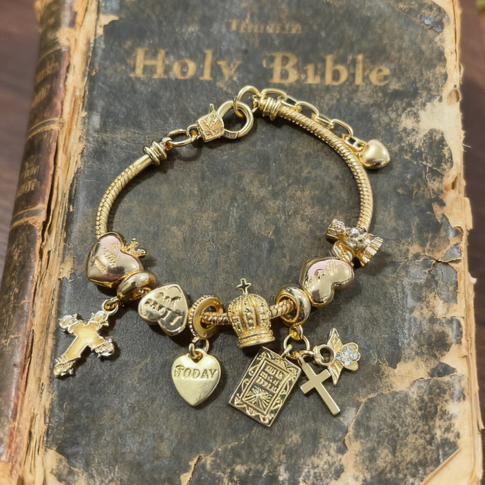 Wholesale beaded Charms Bracelets Gold Luminous Cross Adjustable Jewelry
