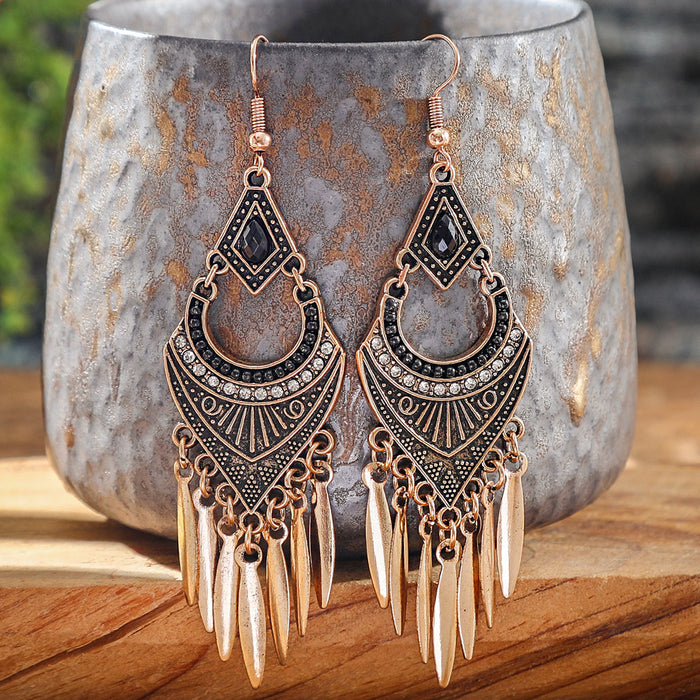 Wholesale Bohemian Tassel Earrings Vintage Ethnic Style Alloy Geometric Jewelry Accessory MOQ≥2