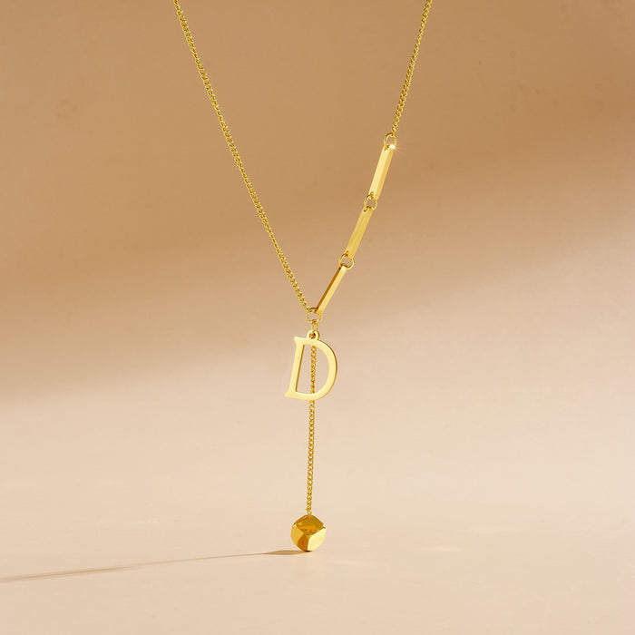 Wholesale Stainless Steel Necklace with Long  Block-Letter Tassel Pendant